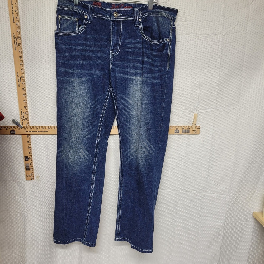 Axe & Crown Mens Straight Leg Jeans 36x30 Medium Wash Embroidered ACMB001330